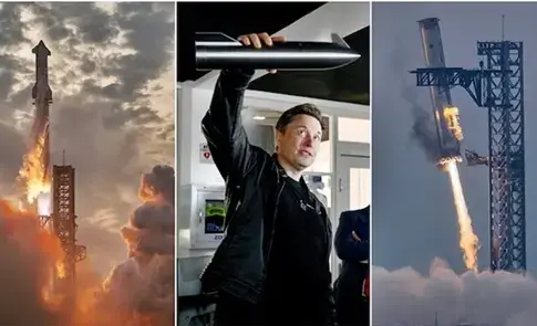 Proesa histórica, Musk logra "estacionar" su cohete reutilizable de 100 tn y 33 motores raptors, despues de ingresar a la atmosfera a una velocidad máxima de 4400km/hora.