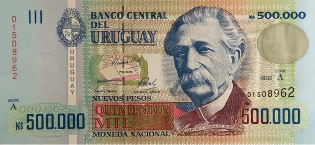 Billete degradado de N$500 000, con la ley de 1993 le fueron quitados tres ceros.